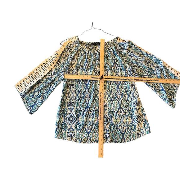 Zac & Rachel Top Women's Large Blue Printed 100% Polyester Long Sleeve Pullover - Picture 7 of 7